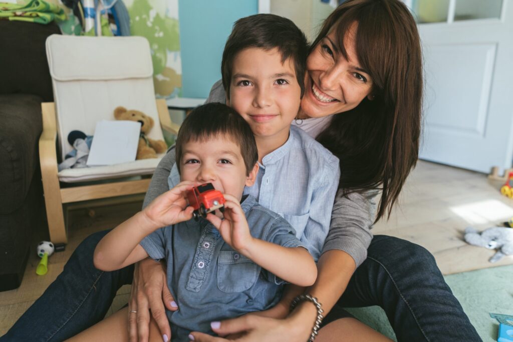 Photo of a mother with two boys