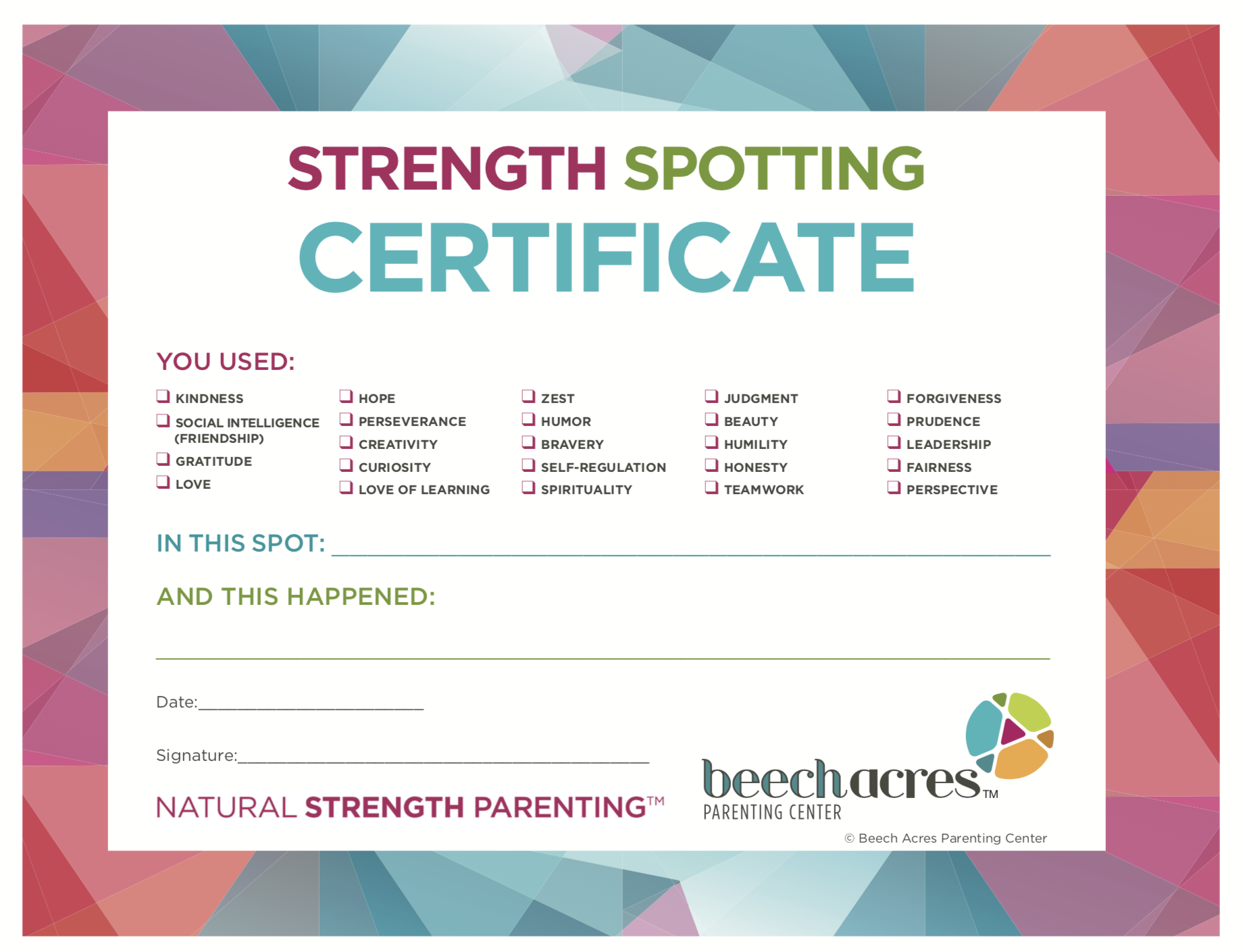 Strength Spotting Certificate