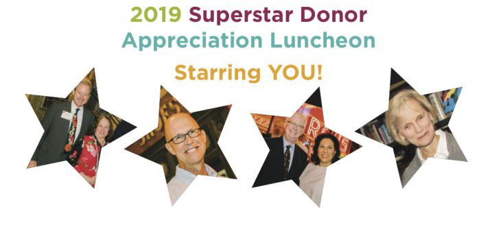 White 2019 superstar donor appreciation luncheon graphic