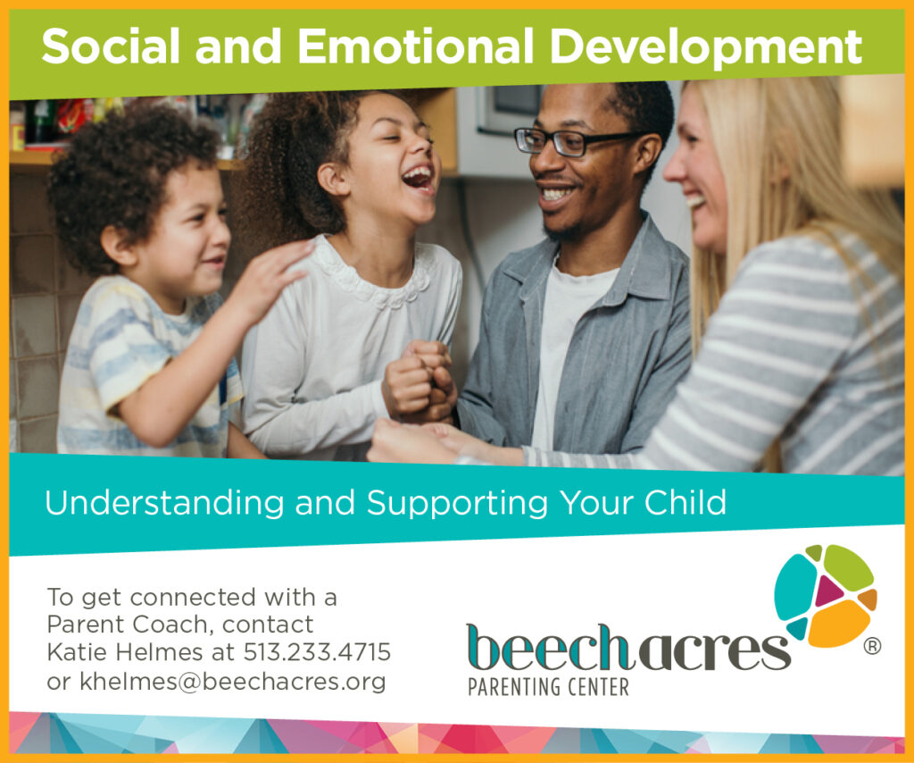 Social and Emotional Development flyer with a photo of two parents laughing with their two kids