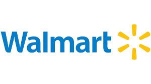 White background with the blue and yellow Walmart logo on it