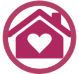 Home vector with open heart